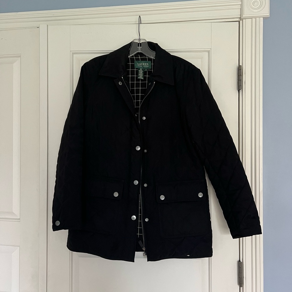 Ralph Lauren Black Quilted Coat. Size S.